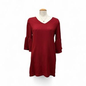 Elegant Long  Bell Sleeves Red Dress